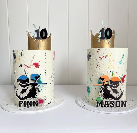 Paint Ball Birthday Party Ideas, Paintball Themed Cake, Paintball Party Cake, Paintball Party Decorations, Paintball Birthday Party Ideas, Paintball Cakes For Boys, Paintball Party Ideas, Paintball Birthday Cake, Paintball Party Favors