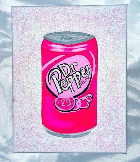 taylors paints xoxo <3 on Instagram: "If you don’t love Dr Pepper enough to get it custom painted what are you even doing with life??🤩✨💗 this custom for @lillian_abigail_ turned out soooo good! LOVE the opal glitter detail🤌🏼✨ #canvas #canvasart #canvaspainting #art #dormdecor #bedroomdecor #bedroominspo #dorminspo #dormdesign #interiordesign #painting #paintingoftheday #paintings #preppy #preppybedroom #preppystyle #canvaspaintingsforsale #hearts #drpepper #drpepperislife #drpepperisamazing Y2k Canvas Art, Dr Pepper Senior Parking Spot, Preppy Art Canvas, Paintings Preppy, Preppy Painting Ideas On Canvas, Dorm Painting Ideas, Trendy Painting Ideas, Canvas Painting Inspo Easy, Dr Pepper Painting