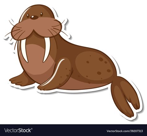 Walrus Clipart, Funny Dolphin, Dolphin Logo, Cute Narwhal, Marine Turtle, Sea Life Animals, Sticker Illustration, Sea Mammal, Draw Animals