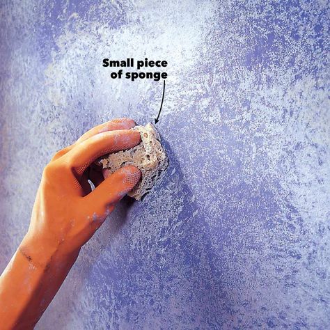 How to Sponge Paint a Wall | The Family Handyman Sponge Wall Design, Sponge Wall Paint, Diy Wall Painting Techniques, Sponge Wall, Sponge Painting Walls, Wall Paint Ideas, Paint A Wall, Faux Painting Techniques, Sponge Paint