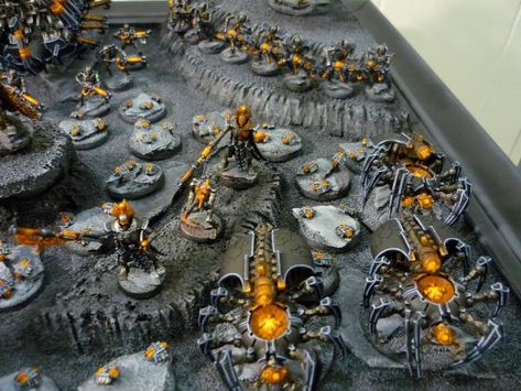 Finished Studio (ORANGE) Necron Army - Forum - DakkaDakka | We give you a 2+ Armor save against sucking. 40k Iron Hands, 40k Paint Schemes, Necrons 40k, Necron Army, Warhammer 40k Necrons, 40k Tau, Painting Guide, Hand Of The King, Dark Eldar