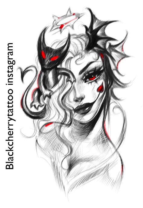 Female Devil Tattoo, Name Tattoos For Moms, Devil Tattoo, Self Love Tattoo, Wicked Tattoos, Animation Sketches, Dark Art Tattoo, Ink Master, Dragon Pictures