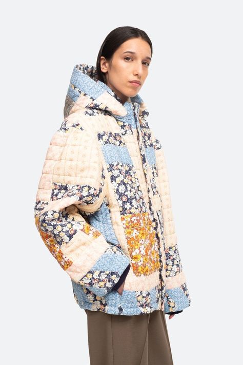 Girls Coats, Celine Daoust, Sea Ny, Coat Trends, Floral Patchwork, Sea New York, Quilted Puffer Jacket, Quilt Jacket, Patchwork Print