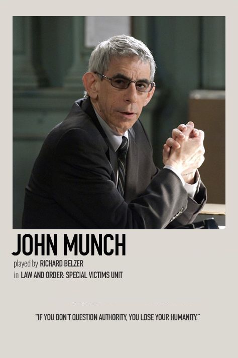 Minimalistic Polaroid Poster, John Munch, Svu Funny, Richard Belzer, Question Authority, Law And Order: Special Victims Unit, Chris Meloni, Elite Squad, Film Posters Minimalist