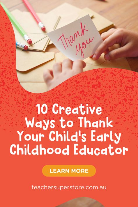 10 creative ways to say thank you to your early childhood educator! 🌟💙 Choose a heartfelt gesture that resonates with you and your child. Whether it's a handmade card, a personalised decoration, or a collaborative art project, your thoughtful appreciation will make a lasting impact. Blog link in our bio! # #classroomdecorations #parents #earlychildhoodeducator #teachers #teachersau #teachersuperstore #aussieteachers #aussieteachertribe #aussieteacher #earlylearningheroes #thankyoueducators Art Project Organization, Letter Of Gratitude, Early Childhood Educator, Education Tips, Collaborative Art Projects, Appreciation Message, Collaborative Art, Inspirational Posters, Card A