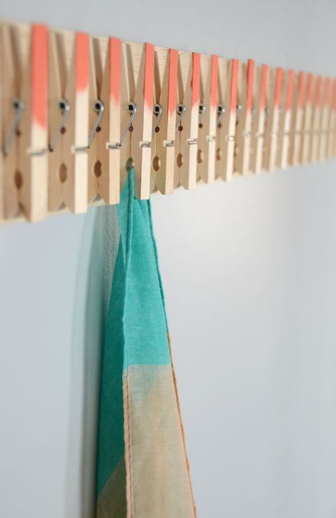 Easy DIY Clothespin Scarf Holder Diy Scarf Holder, Scarf Rack, Scarf Display, Scarf Storage, Scarf Organization, Scarf Holder, Diy Scarf, Diy Simple, Clothes Pin Crafts