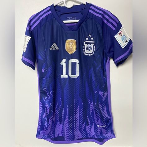 Jersey Soccer Messi Argentina Word Cup Futbol Camiseta Playera Size S - M - L Argentina 2022 World Cup, Messi 7, Argentina Soccer, Word Cup, 2022 World Cup, Messi Argentina, Jersey Soccer, Adidas Purple, Adidas Jersey