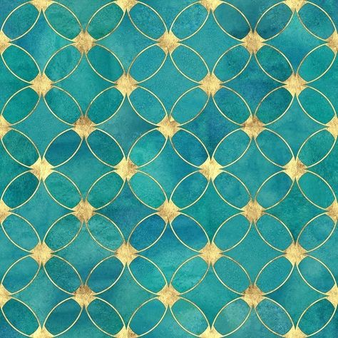 Coastal Bathroom, Removable Wall Stickers, Abstract Texture, Idul Fitri, Teal Turquoise, Gold Background, Artisan Design, Wall Graphics, Vinyl Wallpaper