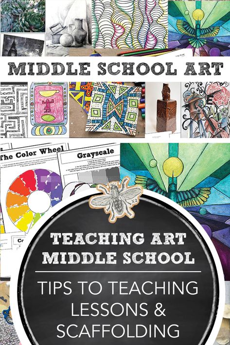 New on the blog, tips on creating middle school art curriculum. It's all about engagement, building confidence, and scaffolding techniques. Similar to elementary, I like to use the elements of art and principles of design as the backbone of my middle school curriculum. Art Curriculum Map, Art Lesson Plans Middle School, Art Curriculum Planning, High School Art Room, Middle School Curriculum, Middle School Projects, The Elements Of Art, Intro To Art, Art Classroom Management