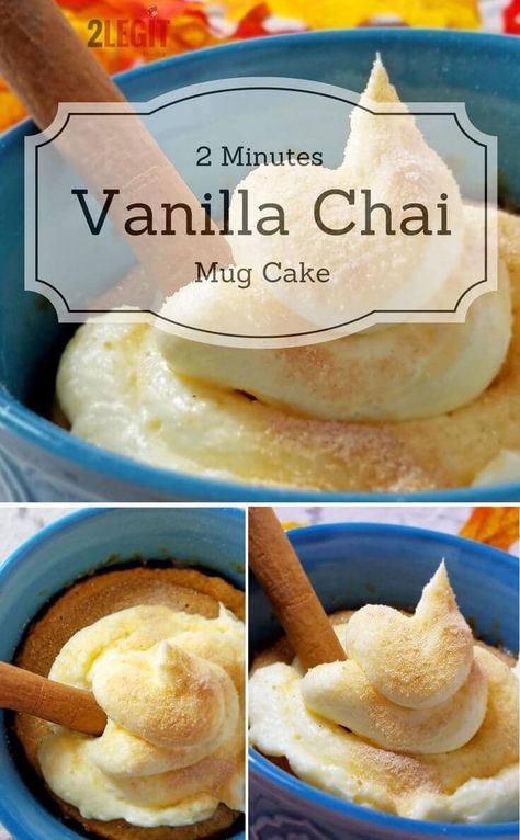 Delicious Vanilla Chai Mug Cake Ready in Two Minutes Cream Cheese Mug Cake, Microwave Mug Recipes, Recipe With Cream Cheese, Mug Cake Recipe, Healthy Sweet Snacks, Brownie Desserts, Cake With Cream Cheese Frosting, Vanilla Chai, Mug Recipes