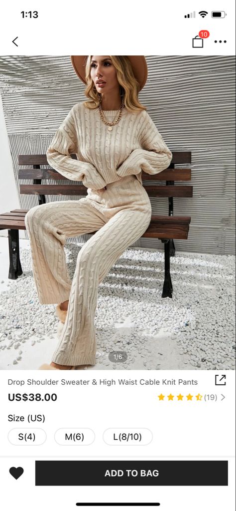 Knit Pants Outfit, Elastic Waist Pants Outfit, High Neck Long Sleeve Top, Wide Leg Pants Outfits, Crop Pullover, Leg Pants Outfit, Knitted Suit, Drop Shoulder Tee, Cropped Pullover