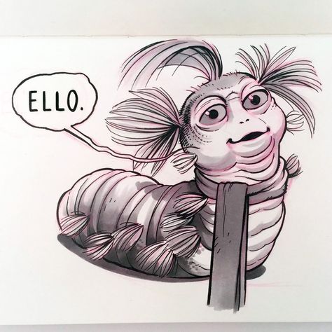 Labyrinth Drawing, Worm From Labyrinth, Crystal Ball Tattoo, Worm Drawing, Labyrinth Worm, Sketch Tips, Labyrinth Tattoo, Labyrinth Art, Labyrinth Movie