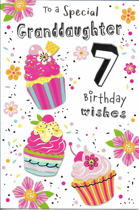 Granddaughter age 7 Happy Birthday greeting card by Kingfisher Cards Condition: Brand New with envelope Postage Method: 2nd Class (Included in price) Approximate dimensions: 9” by 6” Front of card reads: To a special Granddaughter 7 Birthday wishes Inside of card reads: Hope all your wishes come true on your Birthday! Birthday wishes 7th Birthday Wishes, Birthday Cards For Niece, Special Daughter, Happy 7th Birthday, Granddaughter Birthday, Happy Birthday Greeting Card, Happy Birthday Greetings, Birthday Greeting, 8th Birthday