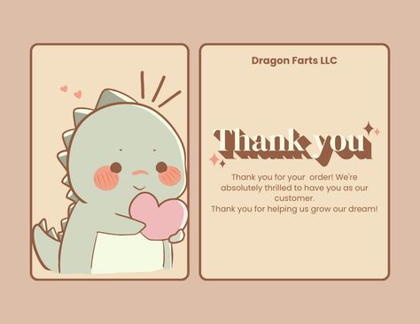 #dragonfartsllc #thankyou #smallbusiness #familydream Thank You Card Template Printable Free, Potty Training Reward Chart, Potty Training Rewards, Thank You Template, Card Templates Printable, Purchase Card, Edit Template, Printable Thank You Cards, Small Business Packaging