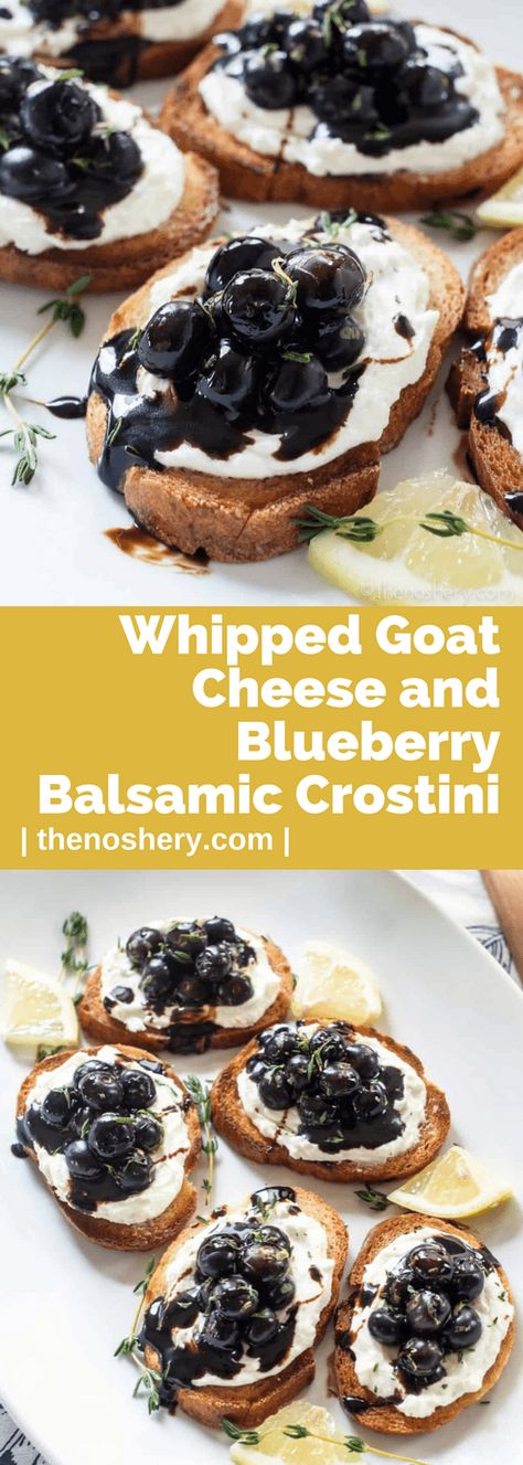 Balsamic Crostini, Blueberry Balsamic, Goat Cheese Crostini, Goat Cheese Appetizer, Crostini Appetizers, Whipped Goat Cheese, Balsamic Reduction, Party Appetizers, Cheese Appetizers