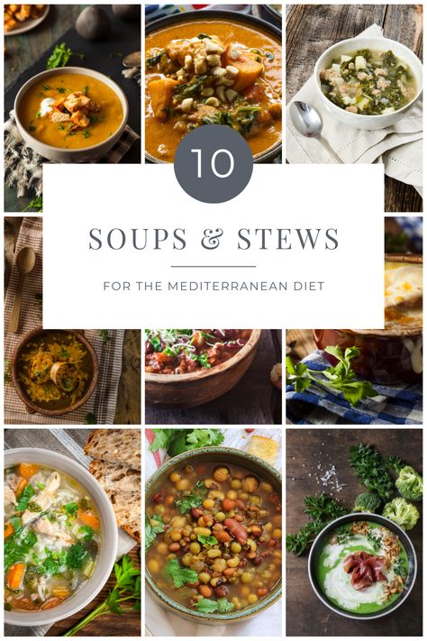 10 Soups & Stews to Make on the Mediterranean Diet — Beyond the Brambleberry Diet Soups, Mediterranean Diet Shopping List, Mediterranean Soup, Mediterranean Recipes Healthy, Mediterranean Diet Recipes Dinners, Mediterranean Diet Meal Plan, Easy Mediterranean Diet Recipes, Meal Prep Recipes, The Mediterranean Diet