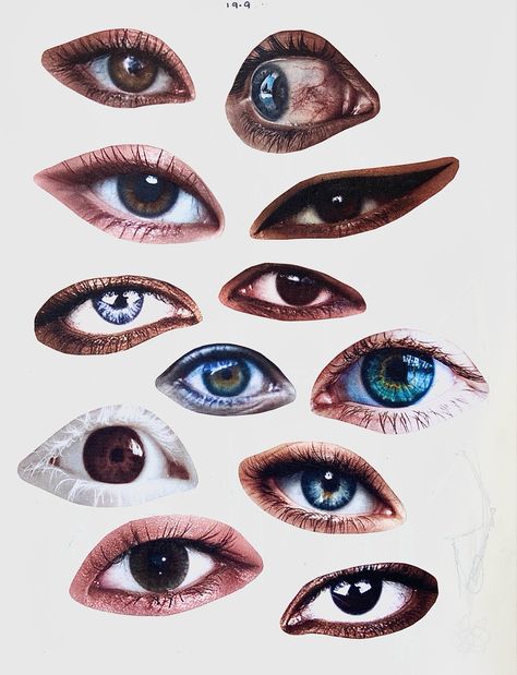 What Is Beauty Art, Different Media Art, Eyes For Collage, Collaging Journal, Eyes Moodboard, Homemade Magazine, Eye Collage, Eyes Collage, Eye Images