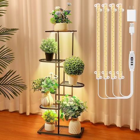 Amazon.com : Feekoon Plant Stand with Grow Light Indoor, Sturdy Metal Plant Shelf, Multiple Plant Holder Tall Plant Ladder Plant Tower for Display Plant Flower Corner Living Room Office(6 Tier 7 Potted Shape) : Patio, Lawn & Garden Plant Stand With Grow Light, Metal Plant Shelf, Plant Tower, Corner Living Room, Plant Ladder, Indoor Plant Shelves, Tall Plant, Plant Shelf, Tall Plants