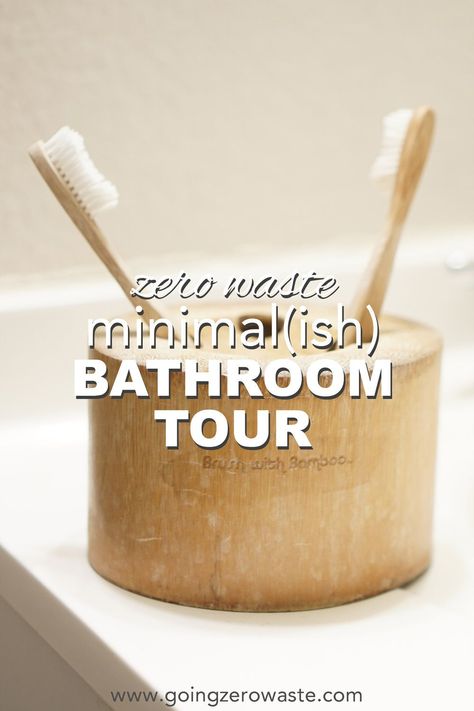 My Minimal(ish), Zero Waste Bathroom Tour Shower Bath Combo, Zero Waste Bathroom, Bathroom Tour, Homemade Hand Soap, Zero Waste Swaps, Simple Bathroom Decor, Wicker Hamper, Waste Reduction, Zero Waste Kitchen