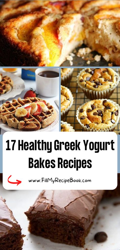 17 Healthy Greek Yogurt Bakes Recipes. So much healthier baking with Greek yogurt when doing desserts and cakes and much more. Yoghurt Baking Recipe, Healthy Baking With Greek Yogurt, Baking Greek Yogurt, Things To Make With Greek Yogurt Healthy, What To Make With Vanilla Yogurt, Egg And Yogurt Recipes, Dessert Recipes Using Greek Yogurt, Breakfast Recipes With Greek Yogurt, Healthy Recipes Using Greek Yogurt