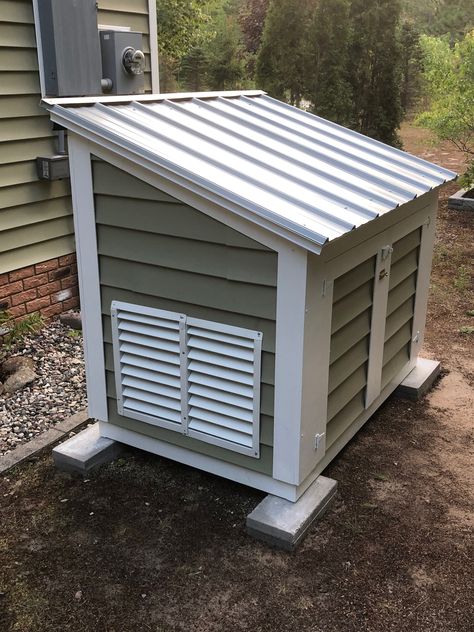 Well Pump House Shed Ideas, Water Pump Cover Ideas Outdoor, Generator Storage Ideas, Water Well House Cover Ideas, Generator House Ideas, Generator Box Diy, Pump House Ideas Buildings, Pool Pump House Ideas, Well Pump House Ideas