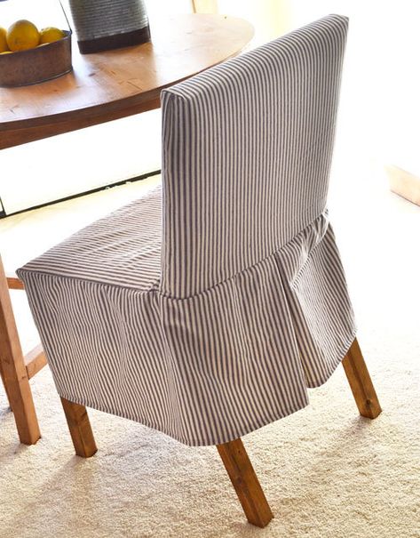 Diy Chair Covers, Slipcover Chair, Slip Covers, Dining Chair Covers, Chair Slipcovers, Dining Room Chair, Dining Chair Slipcovers, Parsons Chairs, Diy House Projects