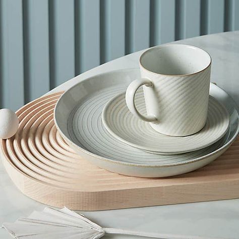 Denby Impression Cream Spiral Dinner Plate | Dunelm Muted Colour Palette, Denby Pottery, Muted Colour, Muted Color Palette, Spa Products, New Ceramics, Dinner Plate Sets, Stoneware Mugs, Small Plates