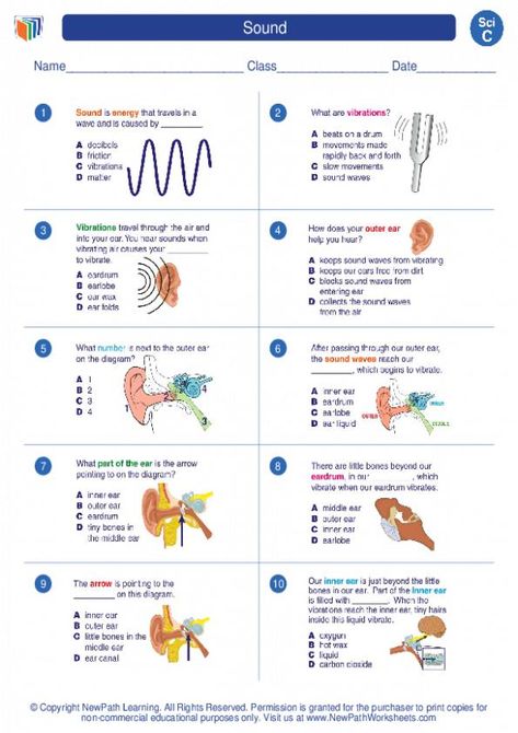 Sound. Third Grade Science Worksheets and Answer keys, Study Guides and Vocabulary Sets. Sound Waves Worksheet, Sound Worksheets Science, Sound Worksheets Science Grade 1, Third Grade Science Worksheets, What Is Sound, Sound Physics, Med Notes, 3rd Grade Science, Sound Experiments