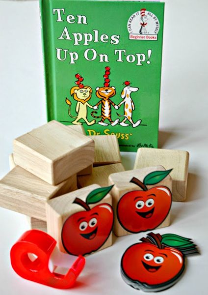 Preschool Dr Seuss, Ten Apples Up On Top, Dr Seuss Theme, School Diy Ideas, Dr Seuss Preschool, Preschool Apple Theme, Fine Motor Practice, Preschool Fall, Apple Preschool