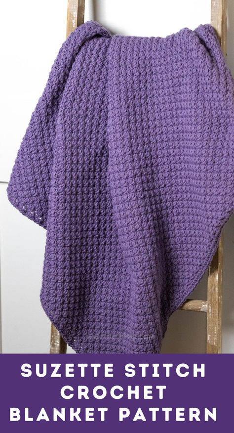 Suzette Stitch Crochet Blanket - Free Pattern Quick And Easy Crochet Lap Blanket Free Pattern, Solid Color Afghan Crochet Patterns, Easy Crochet Lapghan Pattern Free, Lap Blanket Crochet Pattern Free, Crocheted Afghans Free Patterns, Crochet Lapghans Free Patterns, Lapghan Crochet Patterns Free Easy, Beginner Crochet Afghan, Crochet Lap Blanket Patterns Free