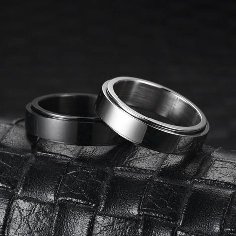 Thanks  For Visit Our Shop Handcrafted Tungsten Wedding Band - Trendy Spinner & Fidget Ring for Men - Perfect Couple Ring - Unique Spinning Design - Stylish Thumb Ring item specifics:  1. Versatile compatibility for all occasions. 2. Mood tracker functionality for personalized expression. 3. Secure glue setting for lasting durability. 4. Chic bridal sets with a modern round design. 5. On-trend style for a fashionable statement. 6. Perfect for parties and special occasions. 7. Crafted from high-q Korean Rings, Unique Ring Designs, Rings Men, Sun Moon Stars, Fidget Rings, Spinner Ring, Men's Jewelry Rings, Moon Stars, Spinner Rings