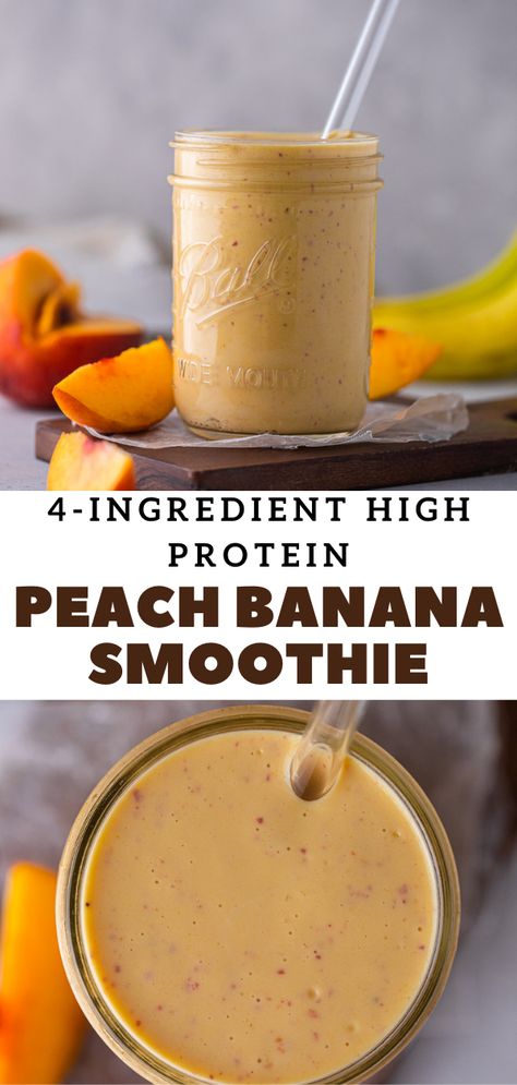 This high protein banana peach smoothie is the perfect breakfast recipe. It is made with a handful of ingredients and will yield a healthy good for you smoothie that tastes just like a peaches and cream pie! #peachpie #peachbananapie #bananapeachsmoothie Peaches And Cream Dessert, Peach Banana Smoothie, High Protein Smoothie Recipes, Peach Smoothie Recipes, Lifestyle Of A Foodie, Easy Vegetarian Recipes, Quick Smoothies, Peach Smoothie, High Protein Smoothies