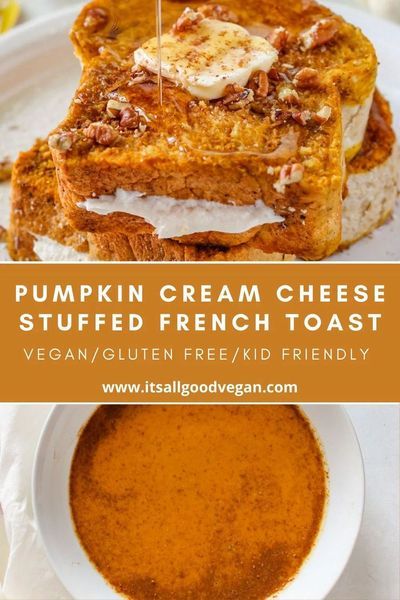 Calling all pumpkin lovers! You must try this Pumpkin Cream Cheese Stuffed French Toast. This Pumpkin French Toast is thick, fluffy, and bursting with pumpkin flavor. Stuffed with a creamy cream cheese, drizzled with maple syrup, and topped with crunchy pecans. This tasty Pumpkin French Toast will be your new go-to breakfast or brunch this fall. #pumpkin #fallrecipes #frenchtoast is #pumpkinrecipe #veganbreakfast #vegetarianrecipe #glutenfreerecipe Pumpkin Spice Stuffed French Toast, Pumpkin Cream Cheese Stuffed French Toast, Pumpkin Stuffed French Toast, Stuffed Pumpkin French Toast, Pumpkin Cream Cheese French Toast, Cream Cheese Stuffed French Toast, Bakery Breakfast, Pumpkin French Toast, Pumpkin Cream Cheese