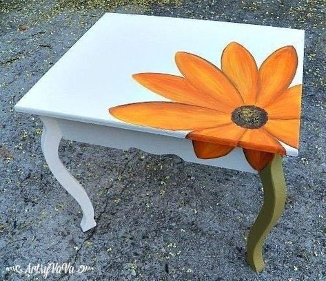 Canvas Ceiling, Ceiling Makeover, Furniture Bookshelves, Painted Chairs, Distressed Furniture, Funky Painted Furniture, Funky Furniture, Painted Table, Hand Painted Furniture