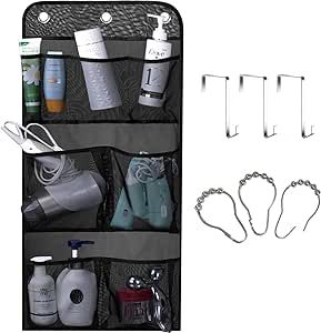 MISSLO Mesh Shower Caddy Hanging for Cruise RV Camper Bathroom, Different Pockets Mesh Shower Organizer Travel with Over Door Hooks and Shower Curtain Hooks Over Door Hooks, Camper Bathroom, Shower Lotion, Portable Bathroom, Shower Organizer, Face Brush Cleansing, Shower Storage, Shower Organization, Door Organizer