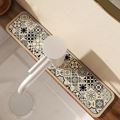 Faucet Draining Mat, Faucet Splash Guard, Kitchen Island With Sink, Gold Faucet, Sink Mats, Rv Decor, Loop Design, London Flat, Faucet Handles