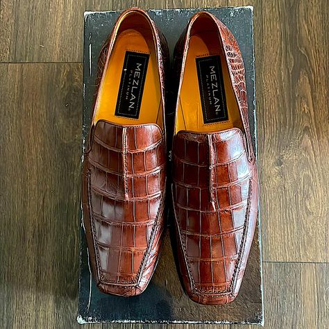 Brand New Pair Of Size 8m, Genuine Crocodile Dress Loafers By Mezlan Named “Botero.” Mezlan Shoes, Black Loafers Men, Penny Loafers Men, Slip On Dress Shoes, Leather Loafer Shoes, Dress Loafers, Black Leather Loafers, Leather Slip On Shoes, Leather Dress Shoes