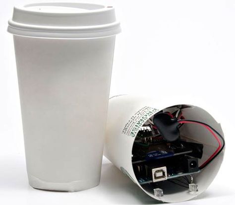 DIY #Arduino Spy Camera #Project James Bond Gadgets, Spy Gadgets Diy, Coffee Cups Diy, Camera Keychain, Spy Cam, Spy Gear, Technology Diy, Gadgets Technology, Paper Coffee Cup