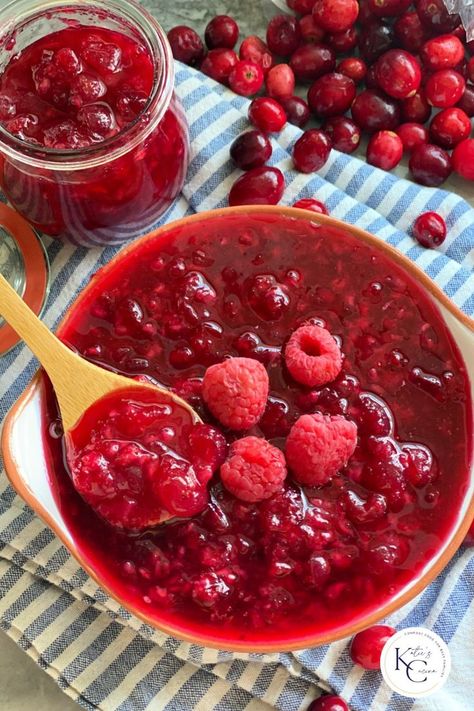 My Cranberry Sauce with Raspberries is a delectable treat to the tastebuds! Made in just a half hours time with four ingredients your guest will be asking for this recipe! Cranberry Raspberry Sauce, Raspberry Salsa, Raspberry Sauce Recipe, Jellied Cranberry Sauce, Raspberry Sauce, Thanksgiving Feast, Recipe Blog, Cranberry Sauce, Kids Crafts