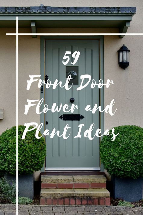 As you approach the front door something has to catch your attention making a first impression and with that flowers and plants is great idea making your front door looks stunning. #frontdoor #homeideas #plants Entry Door Planter Ideas, Front Door Plants Entrance, Front Door Flowers Entrance, Front Door Shrubs Entrance, Front Door Decal Ideas, Plants For Outside Front Door, Front Door Plants Ideas, Door Plants Entrance, Front Door Flower Bed Landscaping