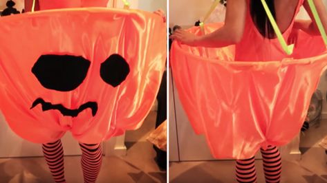 Hula Hoop Pumpkin Costume | DIY Joy Projects and Crafts Ideas Diy Pumpkin Costume, Tomato Costume, Diy Hula Hoop, Diy Joy, Halloween Idea, Skirt Images, Last Minute Costumes, Pumpkin Costume, Felt Leaves