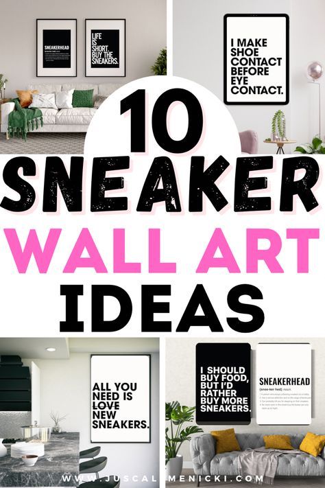 Sneaker wall art ideas, wall art prints, amazon wall art, sneakerhead, sneaker room ideas, small room idead, bedroom ideas, living room ideas, quotes Sneaker Room Ideas, Sneaker Wall Art, Amazon Wall Art, Sneaker Wall, Sneaker Room, Sneakerhead Room, Wall Art Ideas, Sports Room, Ideas Quotes