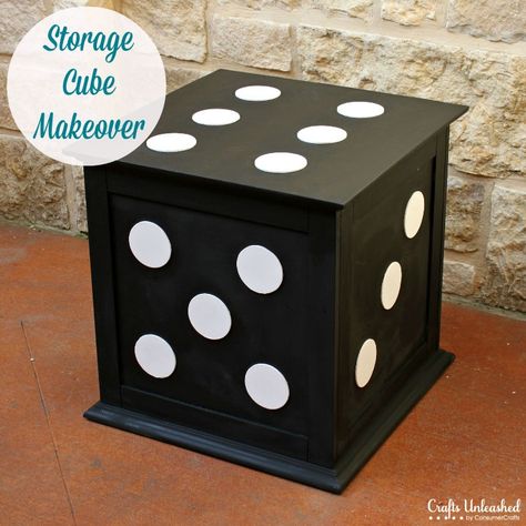 Designer Inspired Storage Cube End Table Diy Storage Table, Diy End Table, Diy Cube Storage, End Table Storage, Craft Tables With Storage, Board Game Room, Cube Furniture, Cheap Patio Furniture, Craft Table Diy