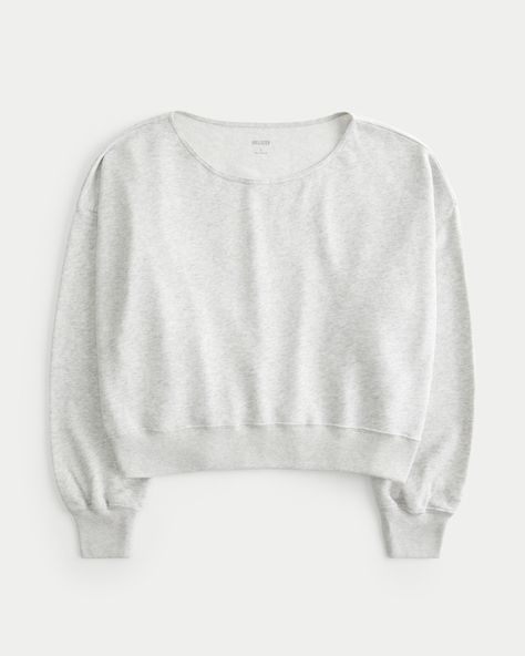 Women's Easy Off-the-Shoulder Terry Sweatshirt | Women's Tops | HollisterCo.com Off Shoulder Sweatshirt, Womens Cami, Fleece Sweatshirt, Hoodie Top, Women's Tops, Outfits For Teens, Fleece Fabric, Hollister, Sweatshirts Women