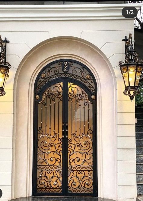 French Chateau Home, Modern Mansion Interior, Apartment Doors, Neo Classical Architecture, Steel Doors And Windows, Cornice Design, Single Door Design, Custom Front Doors, Main Entrance Door Design