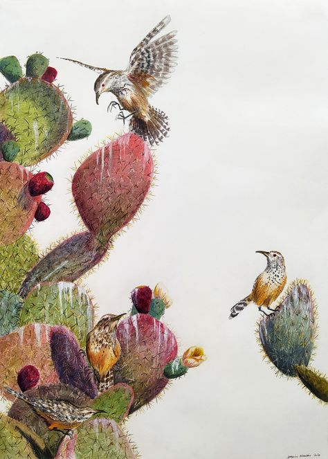 Wren Bird, Cactus Wren, Beaded Hat Bands, Acrylic Painting Inspiration, Hat Bands, Spanish Art, Beaded Hat, Painting Art Projects, Reference Photos