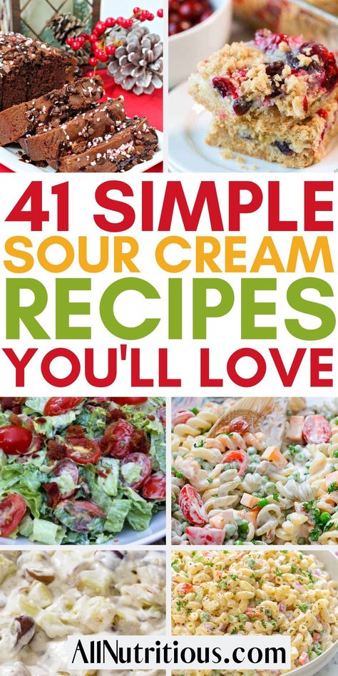 Need some recipes for dinner to use your left over sour cream? Here are some great ideas for dishes that are easy to make. These include salads, casseroles and more. Meals Using Sour Cream, Sour Cream Side Dish, Leftover Sour Cream Uses, Dishes With Sour Cream, Dinner With Sour Cream, Ways To Use Sour Cream, How To Use Up Sour Cream, Sour Cream Dinner Recipes, What Can I Make With Sour Cream