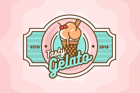 Ice Cream Shop Logo, Dessert Logo, Ice Cream Sign, Ice Cream Logo, Ice Cream Menu, Cake Logo Design, Online Logo Design, Cake Logo, Ice Cream Parlor