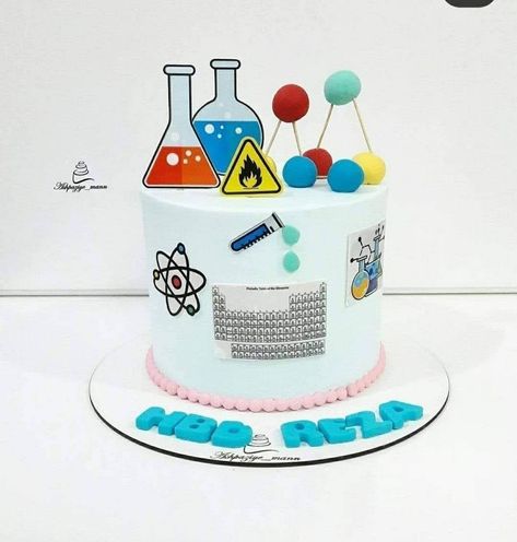 Cake Frosting Designs, Science Cake, Science Birthday Party Ideas, Mad Scientist Party, 7th Birthday Cakes, Scientist Party, Science Birthday, Cake Gift, Science Party