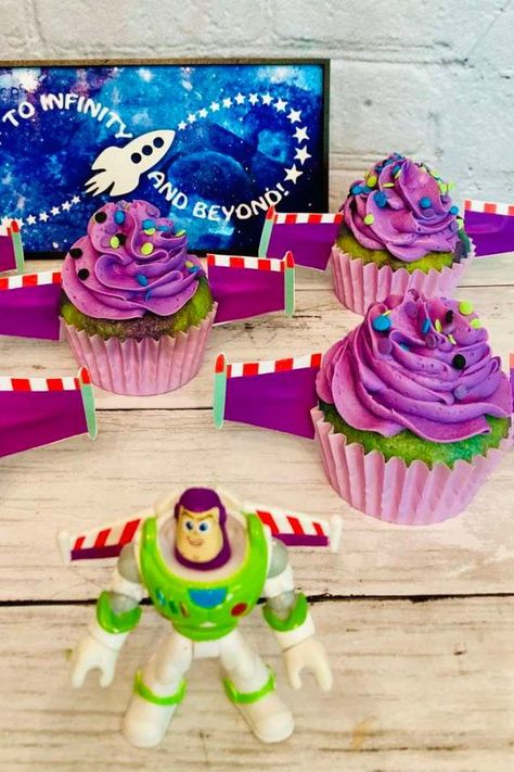 Buzzlight Year Cupcakes, Lightyear Movie, To The Infinity And Beyond, Movie Night Party Ideas, Buzz Lightyear Wings, Night Party Ideas, Galaxy Cupcakes, Best Outdoor Toys, Disney Dinner